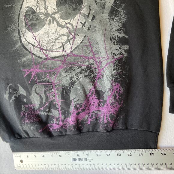 Hanes Men Sweatshirt S Black Graphic Print Fleece Nightmare Before Christmas - Picture 5 of 9